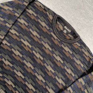 Vintage Serafini Sweater Mens Sz L Earth Tone Pullover Textured Knit Skater 90s